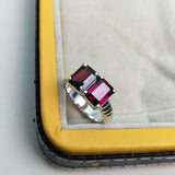 2ct Engagement Ring Emerald Cut Pink Ruby Two Stone Solitaire 14k WhiteGold Over
