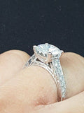 2.5ct Round Cut Diamond Antique Vintage Engagement Ring 14k White Gold Finish