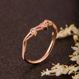 Minimalist Twig Wedding Ring Band 0.6ct Round Cut Diamond 14k Rose Gold Finish