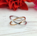0.3ct Round Cut Moissanite Criss Cross Stackable Wed Band 14k Dual Gold Plated