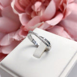 0.3ct Round Cut Moissanite Cross Split Women Wedding Band 14k White Gold Plated