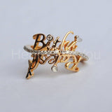 0.5ct Round Cut Moissanite Custom Couple Name Women Ring 14K Yellow Gold Plated