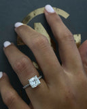 0.75ct Cushion Cut Diamond Accent Band Solitaire Engage Ring 14k White Gold Over