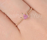 0.4ct Round Cut Simulated Pink Ruby Beaded Queen Tiara Ring 14k Rose Gold Plated