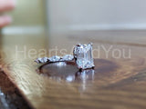 2.3ct Emerald Simulated Diamond Single Prong Accents Ring 14k White Gold Plated