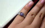 2.3ct Round Cut Purple Amethyst Solitaire Cluster Accent Ring 14k WhiteGold Over