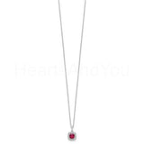 1ct Cushion Cut Simulated Pink Ruby Halo Pendant 14k White Gold Plated NO CHAIN