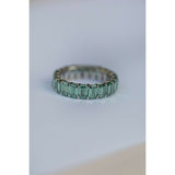 3.5ct Green Emerald Cut Wedding Band Ring Full Eternity Women 14k WhiteGold Over