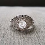 3Ct Round Cut Diamond Halo Vintage Bridal Engagement Ring 14K White Gold Finish