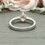 1ct Engagement Ring Cushion Cut Peach Morganite Three Stone 14k WhiteGold Finish