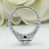 2.6ct Round Diamond Engagement Ring Milgrain Halo Split Band 14k White Gold Over