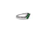 0.1ct Engagement Ring Round Cut Green Emerald Bypass Trilogy 14k White Gold Over