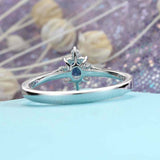 1ct Oval Cut Blue Sapphire Petite Solitaire Diamond Halo Ring 14k WhiteGold Over