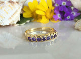 2.3ct Wedding Band Round Cut Purple Amethyst Stackable 14k Yellow Gold Finish