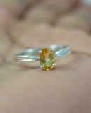 1ct Engagement Ring Oval Cut Yellow Sapphire Solitaire 14k White Gold Finish