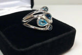 2.2ct Pear Cut London Blue Topaz Water Drop Cocktail Ring 14k White Gold Finish