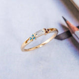 0.9ct Baguette Cut Diamond Engagement Ring Petite Minimalist 14k YellowGold Over