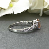 1.4ct Round Cut Peach Morganite Solitaire Engagement Ring 18k White Gold Finish