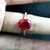 2.2ct Oval Cut Pink Ruby Diamond Accents Solitaire Ring 14k Rose Gold Finish