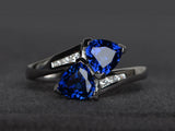 2ct Engagement Ring Trillion Cut Blue Sapphire Bypass Style 14k White Gold Over