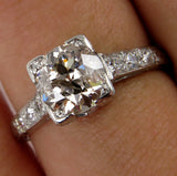 1.6Ct Round Cut Diamond Vintage Antique Engagement Ring 14K White Gold Finish