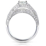 4.5ct Princess Cut Diamond Milgrain Art Deco Engagement Ring 14K White Gold Over