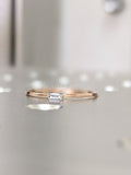 0.1ct Baguette Simulated Diamond Solitaire Minimalist Ring 14k YellowGold Plated