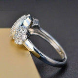 3.1ct Round Cut VVS1D Diamond Engagement Ring 14k White Gold Finish Double Halo