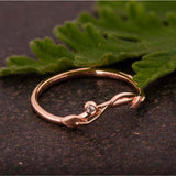 Floral Leaf Twig Engagement Ring 0.12ct Round Cut Diamond 14k Rose Gold Finish