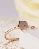 0.1ct Round Cut Pink Ruby Flower Open Cuff Engagement Ring 14k Rose Gold Finish