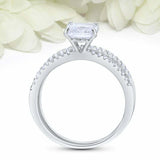 2ct Asscher Cut Diamond Bridal Set Band Engagement Ring 14k White Gold Finish