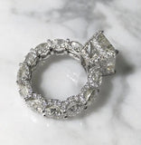 5ct Radiant Cut Diamond Gatsby Iced Queen Engagement Ring 14k White Gold Finish