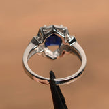 1.5ct Emerald Cut Blue Sapphire Solitaire Engagement Ring 14k White Gold Finish