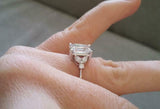 2ct Emerald Cut Diamond Engagement Ring Leaf Marquise Accent 14k White Gold Over