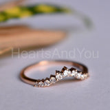 0.2ct Round Cut Moissanite Curved Stacking Wedding Band 14K White Gold Plated