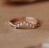 0.5ct Baguette Cut Simulated Diamond Curved Wedding Band 14k White Gold Plated