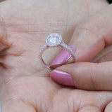 2ct Oval Cut Diamond Engagement Ring Halo 18k WhiteGold Finish with Round Accent