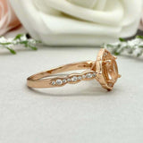 1.5ct Engagement Ring Oval Cut Peach Morganite Diamond Halo 14k Yellow Gold Over