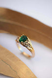 1ct Pear Cut Green Emerald Engagement Ring Floral Petal Leaf 14k YellowGold Over
