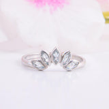 1.5ct Marquise Cut Blue Aquamarine Engagement Ring Five Stone 14k WhiteGold Over