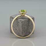 1.5ct Oval Cut Green Peridot Engagement Ring Solitaire 14k Yellow Gold Finish