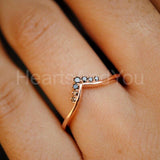 0.5ct Round Cut Simulated Black Diamond Curved Wedding Band 14K Rose Gold Plated