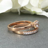 Solitaire Bridal Set Engagement Ring 2ct Round Cut Diamond 14k Rose Gold Finish