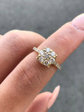 3ct Round Cut VVS1 Diamond Floral Design Engagement Ring 14k Yellow Gold Finish