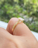 0.5ct Emerald Simulated Diamond Bezel Set Engagement Ring 14k Yellow Gold Plated
