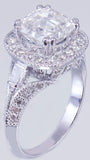 Halo Antique Vintage Engagement Ring 3ct Asscher Cut Diamond 14k White Gold Over