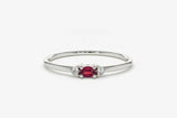 0.4ct Engagement Ring Oval Cut Pink Ruby Trilogy Minimalist 14k WhiteGold Finish