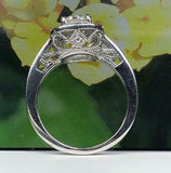 2.4ct Round Cut Diamond Engagement Ring Milgrain Halo Vintage 14k WhiteGold Over