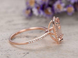 2ct Emerald Champagne Morganite Solitaire Engagement Ring 14k Rose Gold Finish