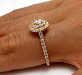5Ct Round Cut Diamond Accent Dual Halo Solitaire Ring 14K Rose Gold Finish